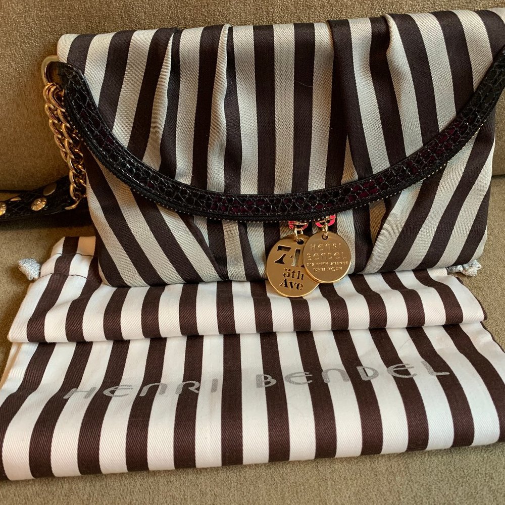 Henri Bendel Classic Stripe Clutch with Strap